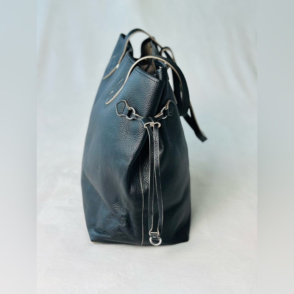 Lodis Black Leather Tote Bag - Picture 4 of 9